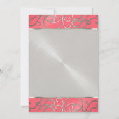 Wirbel Quinceanera Pink und Silver Filigree Einladung (Rückseite)