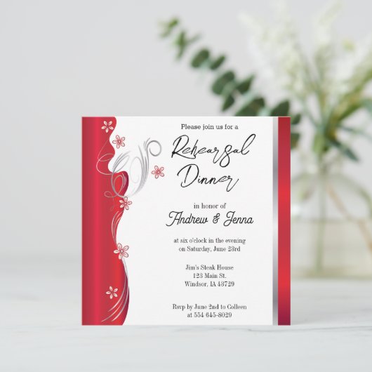 Wirbel Red Design Einladung (Stehend Vorderseite)