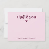 Wirbel Retro Vielen Dank Herz Cranberry Mitteilungskarte (Vorderseite)