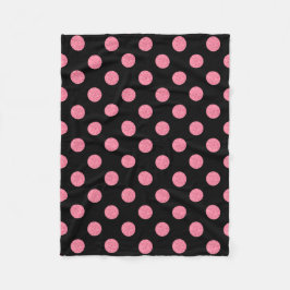Wirbel rosa Polka-Punkte auf schwarzem Hintergrund Fleecedecke