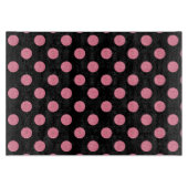 Wirbel rosa Polka-Punkte auf schwarzem Hintergrund Schneidebrett (Vorderseite)