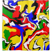 Wirbel rot, gelb, schwarz, blau und grün duschvorhang (Vorderseite)