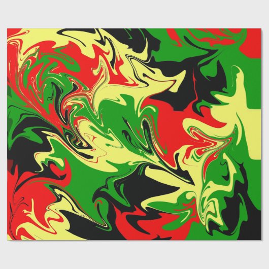 Wirbel rot, gelb, schwarz und grün geschenkpapier (Flach)
