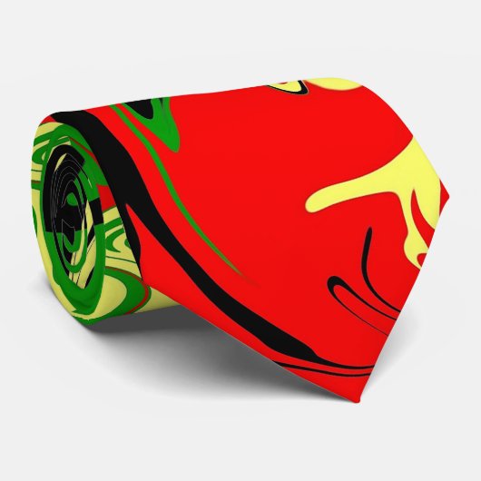 Wirbel rot, gelb, schwarz und grün krawatte (Gerollt)