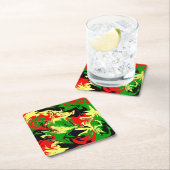 Wirbel rot, gelb, schwarz und grün rechteckiger pappuntersetzer (Vor Ort)