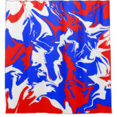 Wirbel Rot, Weiß und Blau Duschvorhang (Vorderseite)