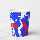 Wirbel Rot, Weiß und Blau Pappbecher (Links)