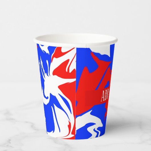 Wirbel Rot, Weiß und Blau Pappbecher (Rechts)