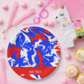 Wirbel Rot, Weiß und Blau Pappteller (Party)