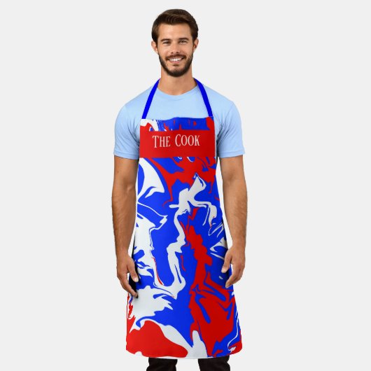 Wirbel Rot, Weiß und Blau Schürze (Getragen)