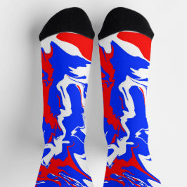 Wirbel Rot, Weiß und Blau Socken