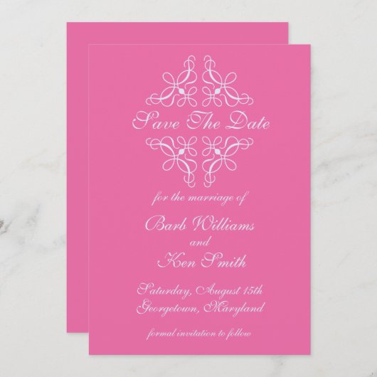 Wirbel Save the Date in Candy Pink (Vorne/Hinten)