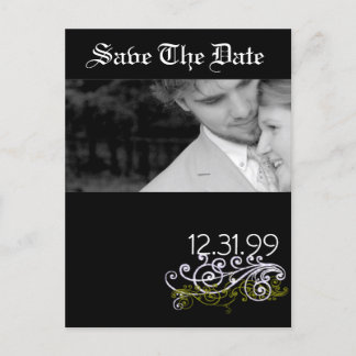 Wirbel Schwarz/Weiß Save the Date Ankündigungspostkarte