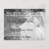 Wirbel Schwarz/Weiß Save the Date Ankündigungspostkarte (Rückseite)