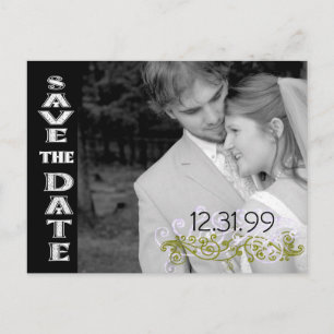 Wirbel Schwarz/Weiß Save the Date Ihr Foto Ankündigungspostkarte
