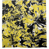 Wirbel Schwarz, Weiß und Gelb Duschvorhang (Vorderseite)