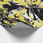 Wirbel Schwarz, Weiß und Gelb Geschenkpapier (Ecke)