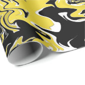 Wirbel Schwarz, Weiß und Gelb Geschenkpapier (Rolleneckpunkt)