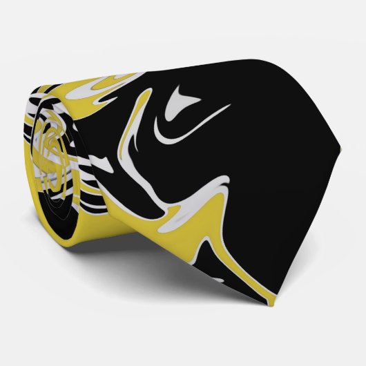 Wirbel Schwarz, Weiß und Gelb Krawatte (Gerollt)