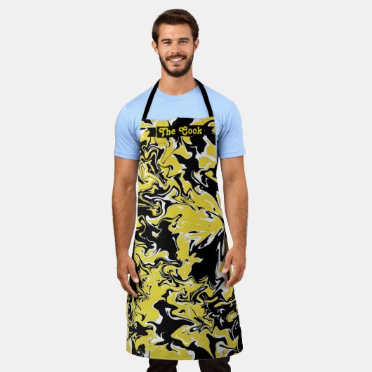 Wirbel Schwarz, Weiß und Gelb Schürze (Getragen)