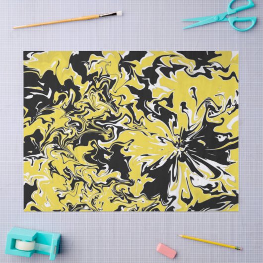 Wirbel Schwarz, Weiß und Gelb Seidenpapier (Basteln)