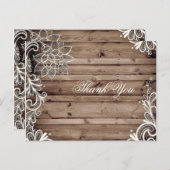 Wirbel Spitzenholz Land Hochzeit Dankeschön Postkarte (Vorne/Hinten)