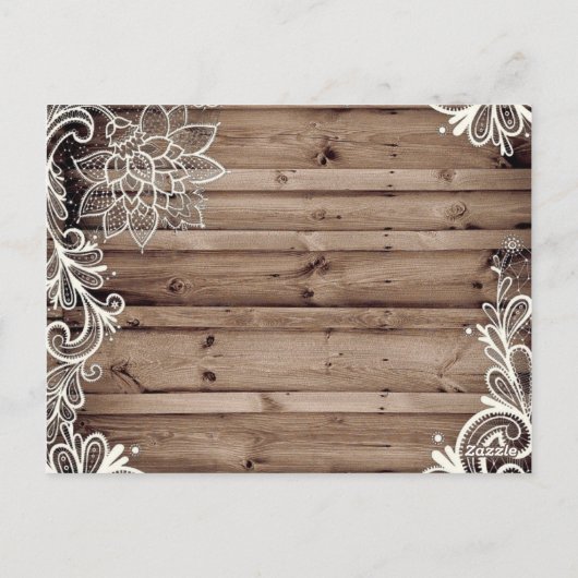 Wirbel Spitzenholz Land Hochzeit Dankeschön Postkarte (Rückseite)