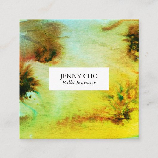 Wirbel & Splash Aquarellkarte Quadratische Visitenkarte (Vorderseite)