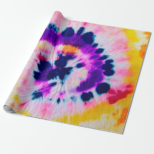 Wirbel-Tie-Dye. Regenbogen-Stoff-Tie-Dye. Boho-Mod Geschenkpapier
