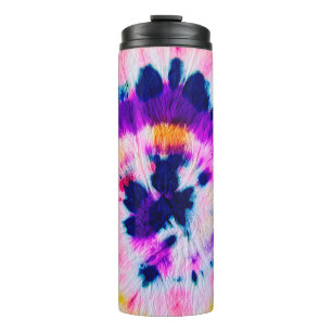 Wirbel-Tie-Dye. Regenbogen-Stoff Tie-Dye. Boho-Mod Thermosbecher