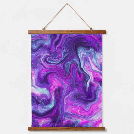 Wirbel und Bläschen aus lila blauem Marmor Wandteppich Mit Holzrahmen (Vorderseite)