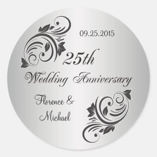 Wirbel und Blume, silberfarben Runder Aufkleber (Vorderseite)