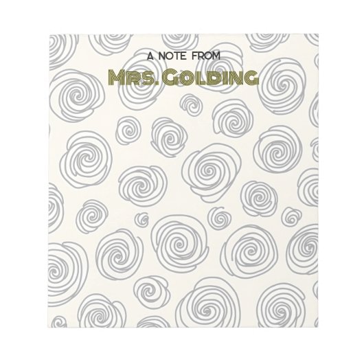 Wirbel und Doodles Personalisiert Teacher-Geschenk Notizblock (Vorderseite)