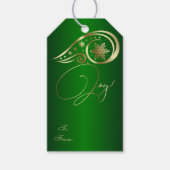 Wirbel und Schneeflocken Grün und Gold Geschenkanhänger (Vorderseite)