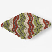 Wirbel und Wellen in Rot, Grün und Creme Pappteller (Gewinkelt)