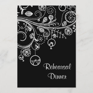 Wirbel, Vögel Schwarz-weiß Hochzeitsessen Probe Einladung