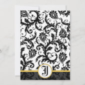 Wirbel von Gelb- und SchwarzDamaskohle Hochzeitsfe Einladung (Rückseite)