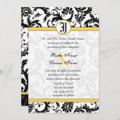 Wirbel von Gelb- und SchwarzDamaskohle Hochzeitsfe Einladung (Vorne/Hinten)