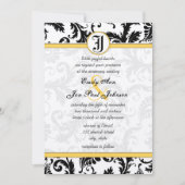 Wirbel von Gelb- und SchwarzDamaskohle Hochzeitsfe Einladung (Vorderseite)