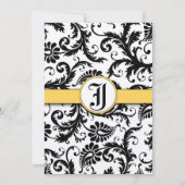 Wirbel von Gelb- und SchwarzDamaskohle Hochzeitsfe Einladung (Rückseite)