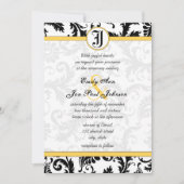 Wirbel von Gelb- und SchwarzDamaskohle Hochzeitsfe Einladung (Vorderseite)