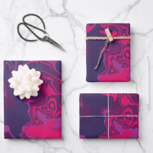 Wirbel von hellrosa, dunkel Lila und weiß Geschenkpapier Set
