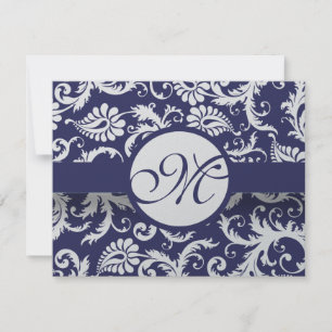 Wirbel von Navy Damask-Hochzeitkarten-UAWG RSVP Karte