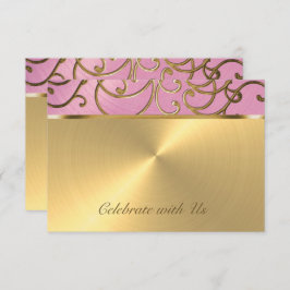 Wirbel von Quinceanera Lilac Pink und Gold Filigre Einladung