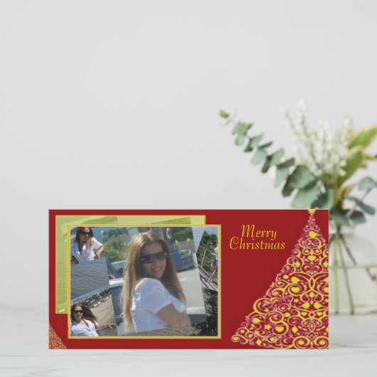 Wirbel Weihnachtsbaum-Fotokarte Feiertagskarte (Stehend Vorderseite)