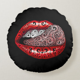 Wirbel Wertvolle Zunge Rundes Kissen