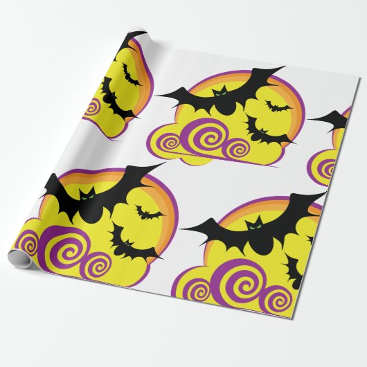 Wirbel zu Halloween-Night Vollmond Geschenkpapier (Ungerollt)
