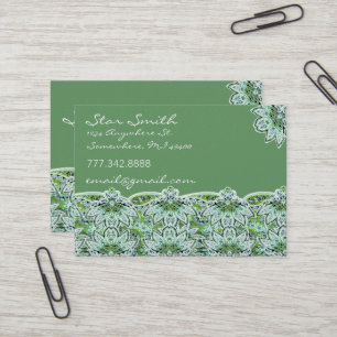 Wirbelförmiges florales Paisley Hellgrün Visitenkarte