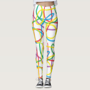 Wirbelige rote, lila, blaue, gelbe gestreifte Legg Leggings