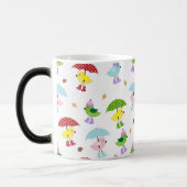 Wirbellose Vögel in Regenstiefeln Nahtloses Muster Verwandlungstasse (Links)